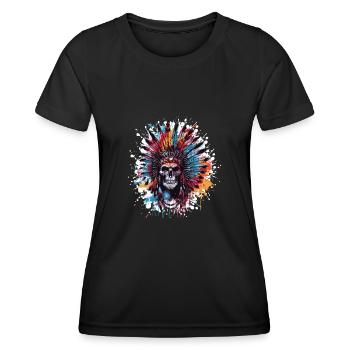 Crâne de chef indien - T-shirt sport Femme - noir - Devant - AI Model Female 172 light (172cm)