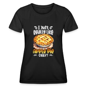 Really like Apple pie thanksgiving applepie lover - Women's Functional T-Shirt - black - Front - AI Model Female 172 light (172cm)