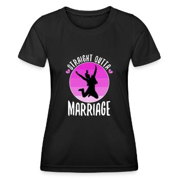 Straight Outta Marriage - Frauen Funktions-T-Shirt - Schwarz - Vorne - AI Model Female 172 light (172cm)