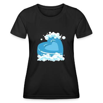 Blaues Herz Mit Schaum Motiv - Frauen Funktions-T-Shirt - Schwarz - Vorne - AI Model Female 172 light (172cm)