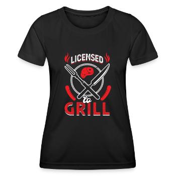 Licence pour les grillades - T-shirt sport Femme - noir - Devant - AI Model Female 172 light (172cm)