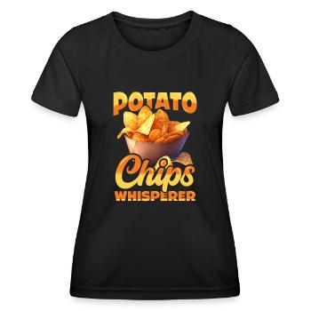 Chuchotement de croustilles drôle de collations de pommes de terre design - T-shirt sport Femme - noir - Devant - AI Model Female 172 light (172cm)