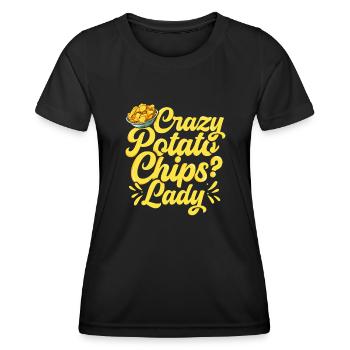 Crazy potato chips lady women aime les collations à base de pommes de terre - T-shirt sport Femme - noir - Devant - AI Model Female 172 light (172cm)