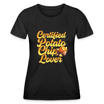Amateur de croustilles certifié : collations amusantes à base de pommes de terre - T-shirt sport Femme - noir - Devant - AI Model Female 172 light (172cm)