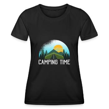 Campen Zelten Zelt Natur Geschenk - Frauen Funktions-T-Shirt - Schwarz - Vorne - AI Model Female 172 light (172cm)