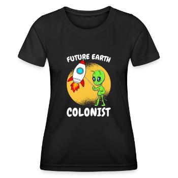 Bewohner des Planeten Erde - future earth colonist - Frauen Funktions-T-Shirt - Schwarz - Vorne - AI Model Female 172 light (172cm)