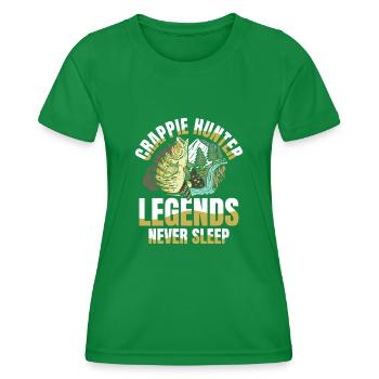 Crappie Hunter Legends Never Sleep - Frauen Funktions-T-Shirt - Kelly Green - Vorne - AI Model Female 172 dark (172cm)