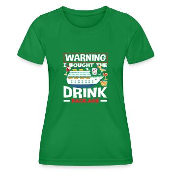 Warning I have purchased the beverage package - Women's Functional T-Shirt - kelly green - Front - AI Model Female 172 dark (172cm)