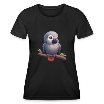 Perroquet gris Graupapageis Graupapagei - T-shirt sport Femme - noir - Devant - AI Model Female 172 light (172cm)