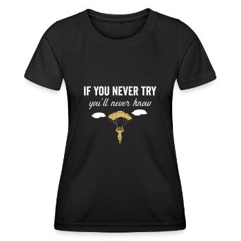 Retro Parachute Skydiving Skydiving - Women's Functional T-Shirt - black - Front - AI Model Female 172 light (172cm)