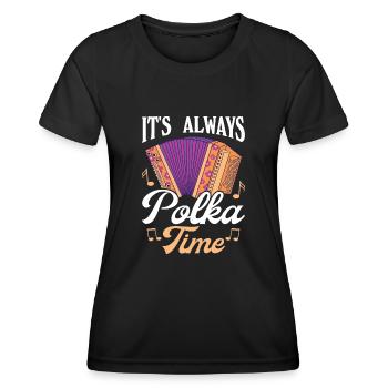 Drôle de dicton polka - T-shirt sport Femme - noir - Devant - AI Model Female 172 light (172cm)