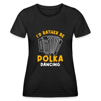 Drôle de dicton polka - T-shirt sport Femme - noir - Devant - AI Model Female 172 light (172cm)
