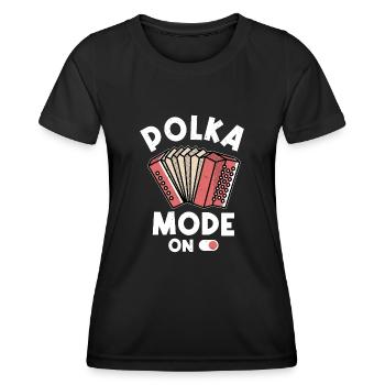 Drôle de dicton polka - T-shirt sport Femme - noir - Devant - AI Model Female 172 light (172cm)