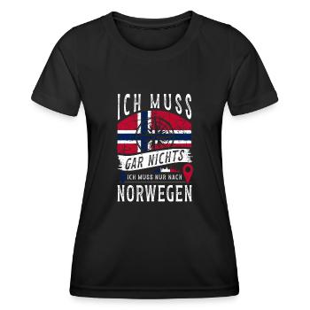 Norwegen Urlaub Skandinavien Reise Auswandern - Frauen Funktions-T-Shirt - Schwarz - Vorne - AI Model Female 172 light (172cm)
