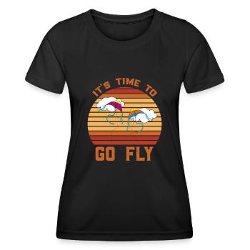 Hang Gliding Kite Flying Stunt Kite - Women's Functional T-Shirt - black - Front - AI Model Female 172 light (172cm)