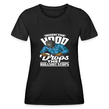 Wenn Das Schutzschild Fällt Hört Der Unsinn Auf - Frauen Funktions-T-Shirt - Schwarz - Vorne - AI Model Female 172 light (172cm)