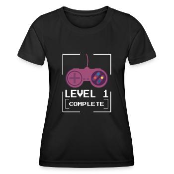 Level 1 complete 1 Geburtstag Spielkonsole - Frauen Funktions-T-Shirt - Schwarz - Vorne - AI Model Female 172 light (172cm)