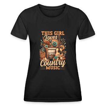 Country-Musik-Liebhaberin, dieses Mädchen liebt Country-Musik - Frauen Funktions-T-Shirt - Schwarz - Vorne - AI Model Female 172 light (172cm)