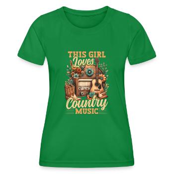Country-Musik-Liebhaberin, dieses Mädchen liebt Country-Musik - Frauen Funktions-T-Shirt - Kelly Green - Vorne - AI Model Female 172 dark (172cm)