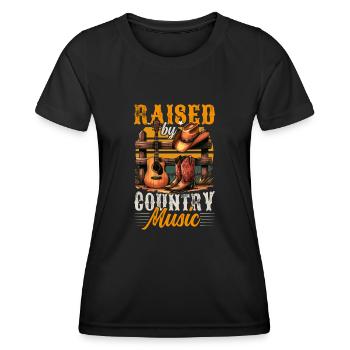 Country-Musik-Liebhaber, der mit Country-Musik aufgewachsen ist - Frauen Funktions-T-Shirt - Schwarz - Vorne - AI Model Female 172 light (172cm)