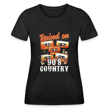 Country-Musik-Liebhaber, der mit der Country-Musik der 90er Jahre aufgewachsen ist - Frauen Funktions-T-Shirt - Schwarz - Vorne - AI Model Female 172 light (172cm)