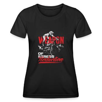 Arme pour réduire le stress - VTT Abenteuer - T-shirt sport Femme - noir - Devant - AI Model Female 172 light (172cm)