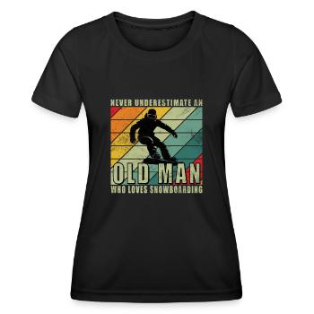 Ne jamais comprendre un vieil homme avec un snowboard - T-shirt sport Femme - noir - Devant - AI Model Female 172 light (172cm)