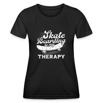 Skateboarden ist meine Therapie lustiges Skateboard - Frauen Funktions-T-Shirt - Schwarz - Vorne - AI Model Female 172 light (172cm)