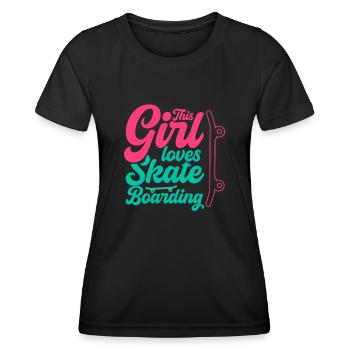 Skateboarding girl liebt Skateboarding Skaten - Frauen Funktions-T-Shirt - Schwarz - Vorne - AI Model Female 172 light (172cm)