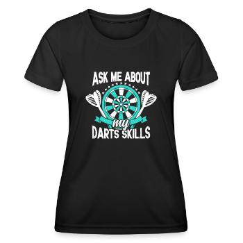 Posez-moi des questions sur les compétences en matière de fléchettes Lancer de fléchettes amusant - T-shirt sport Femme - noir - Devant - AI Model Female 172 light (172cm)