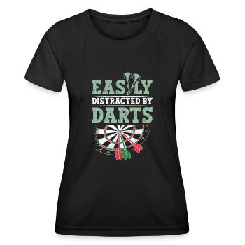 Jeu de fléchettes facilement distrait par les fléchettes fléchettes drôles - T-shirt sport Femme - noir - Devant - AI Model Female 172 light (172cm)