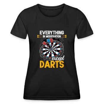 Tout avec modération, sauf les fléchettes, les fléchettes amusantes - T-shirt sport Femme - noir - Devant - AI Model Female 172 light (172cm)