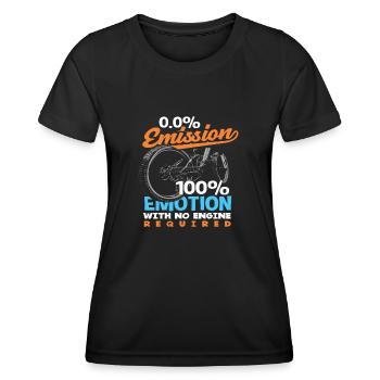 0.0% Émission 100% Émotion Amateurs de vélo - T-shirt sport Femme - noir - Devant - AI Model Female 172 light (172cm)