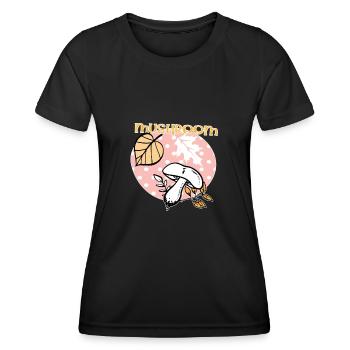 Pilze Herbst Laub Cottage Core - Frauen Funktions-T-Shirt - Schwarz - Vorne - AI Model Female 172 light (172cm)