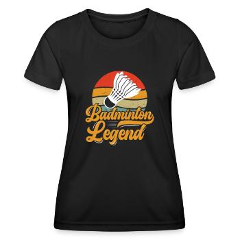 Joueur de badminton avec volant légende du badminton - T-shirt sport Femme - noir - Devant - AI Model Female 172 light (172cm)