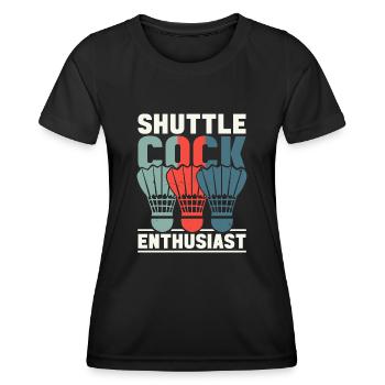 Joueur de badminton avec passionné de volant - T-shirt sport Femme - noir - Devant - AI Model Female 172 light (172cm)
