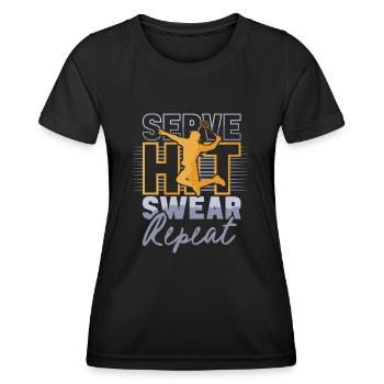 Badminton player serve hit badminton funny - Women's Functional T-Shirt - black - Front - AI Model Female 172 light (172cm)