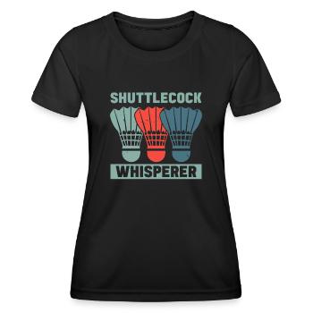 Joueur de badminton chuchoteur de volant - T-shirt sport Femme - noir - Devant - AI Model Female 172 light (172cm)