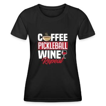 Café Pickleball Vin Répéter - T-shirt sport Femme - noir - Devant - AI Model Female 172 light (172cm)