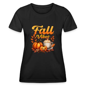 Pumpkin spice fall season vibes - Women's Functional T-Shirt - black - Front - AI Model Female 172 light (172cm)