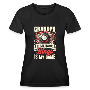 Joueur de bingo interrogez-moi sur la conception du bingo chanceux - T-shirt sport Femme - noir - Devant - AI Model Female 172 light (172cm)