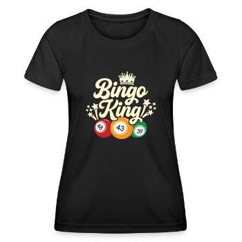Joueur de bingo interrogez-moi sur la conception du bingo chanceux - T-shirt sport Femme - noir - Devant - AI Model Female 172 light (172cm)