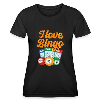 Joueur de bingo interrogez-moi sur la conception du bingo chanceux - T-shirt sport Femme - noir - Devant - AI Model Female 172 light (172cm)