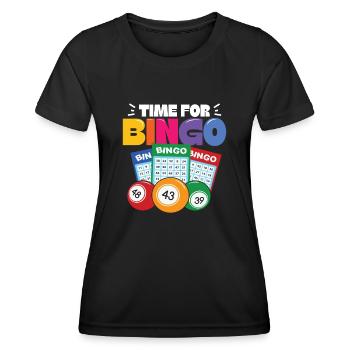 Joueur de bingo interrogez-moi sur la conception du bingo chanceux - T-shirt sport Femme - noir - Devant - AI Model Female 172 light (172cm)