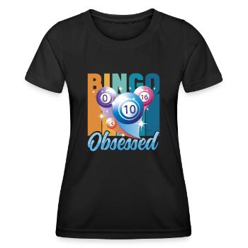 Joueur de bingo interrogez-moi sur la conception du bingo chanceux - T-shirt sport Femme - noir - Devant - AI Model Female 172 light (172cm)