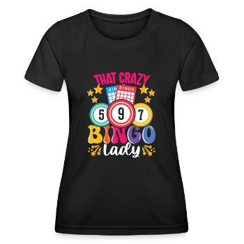 Joueur de bingo interrogez-moi sur la conception du bingo chanceux - T-shirt sport Femme - noir - Devant - AI Model Female 172 light (172cm)