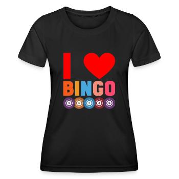 Joueur de bingo interrogez-moi sur la conception du bingo chanceux - T-shirt sport Femme - noir - Devant - AI Model Female 172 light (172cm)