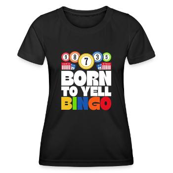Joueur de bingo interrogez-moi sur la conception du bingo chanceux - T-shirt sport Femme - noir - Devant - AI Model Female 172 light (172cm)