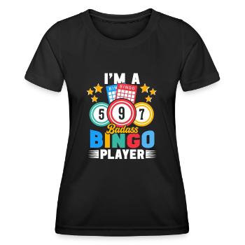 Bingo-Spieler, frag mich nach Bingo Lucky Bingo Design - Frauen Funktions-T-Shirt - Schwarz - Vorne - AI Model Female 172 light (172cm)