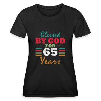 65e anniversaire 65 ans 65 Numéro 65 - T-shirt sport Femme - noir - Devant - AI Model Female 172 light (172cm)